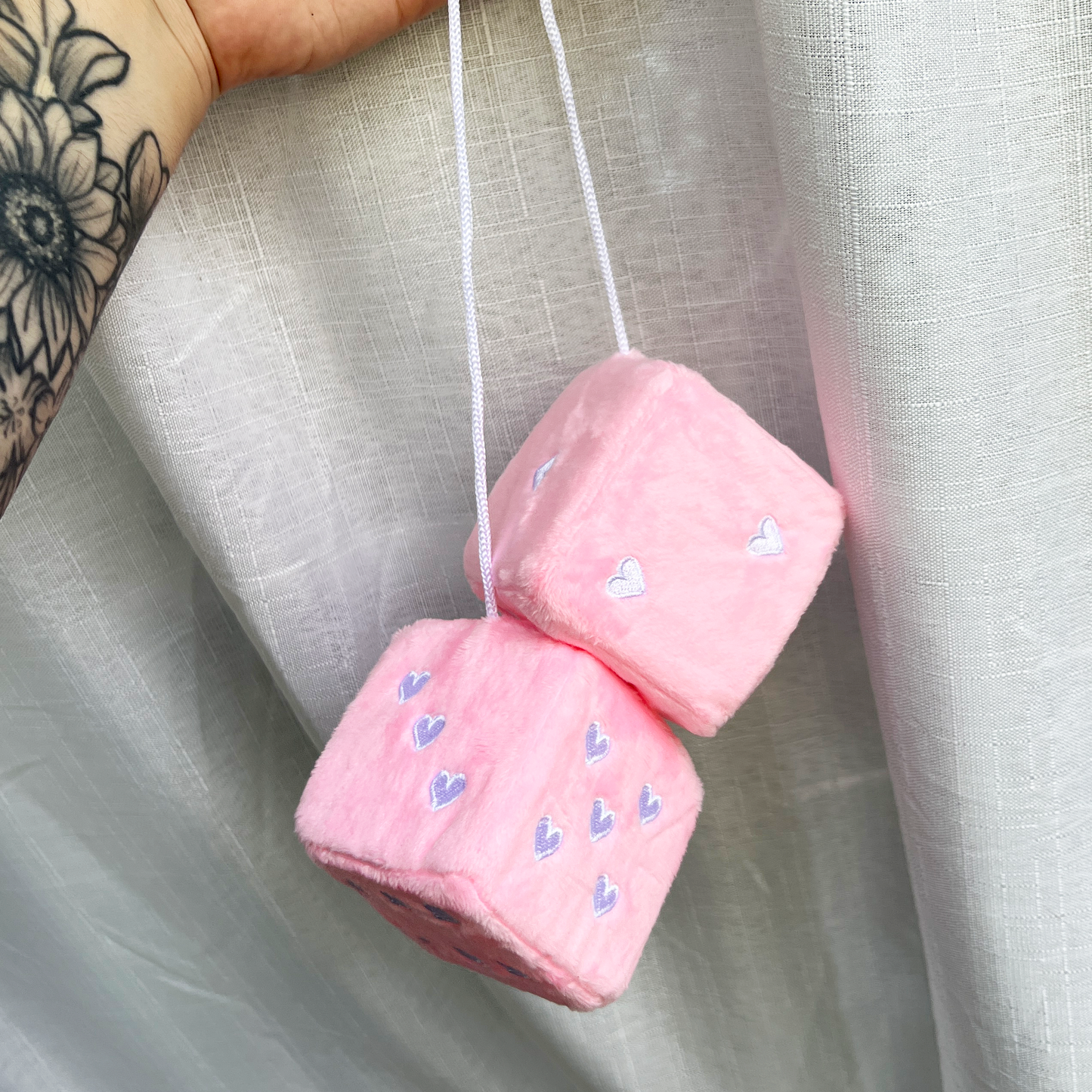 Pink Fuzzy Heart Dice