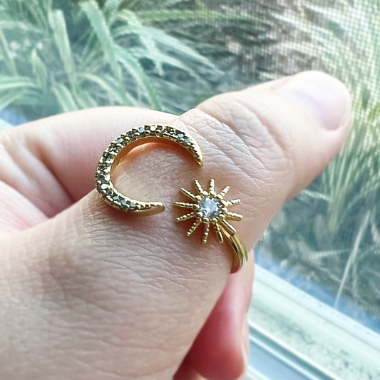 Celestial Moon and Sun Ring