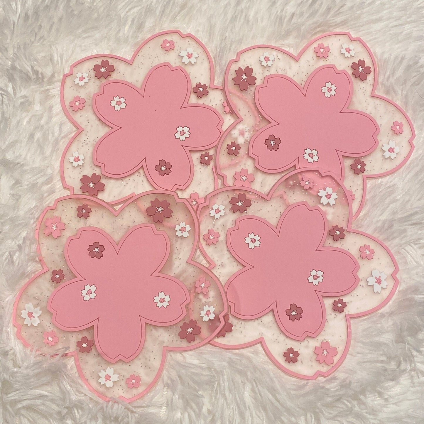 Pink Cherry Blossom Flower Coaster