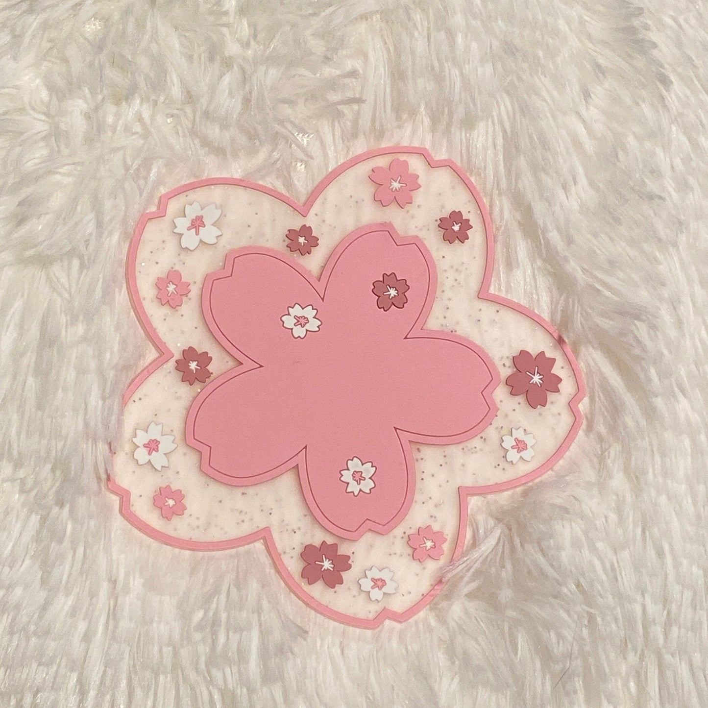 Pink Cherry Blossom Flower Coaster