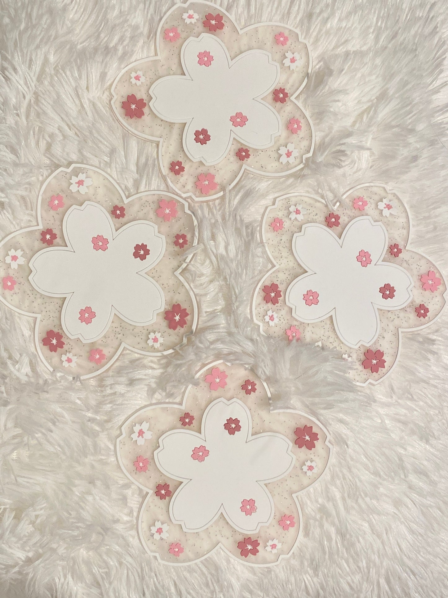 White Cherry Blossom Flower Coaster